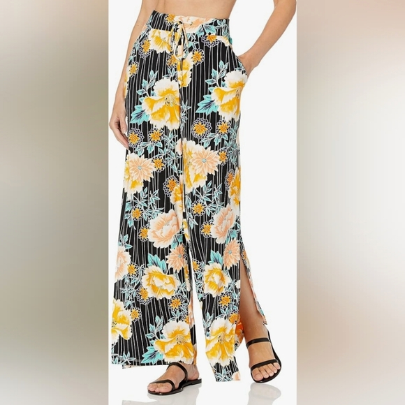 Bar III Wide Leg Pant Swim Cover-up w Side Slit Floral Print Sz XS - Picture 1 of 12